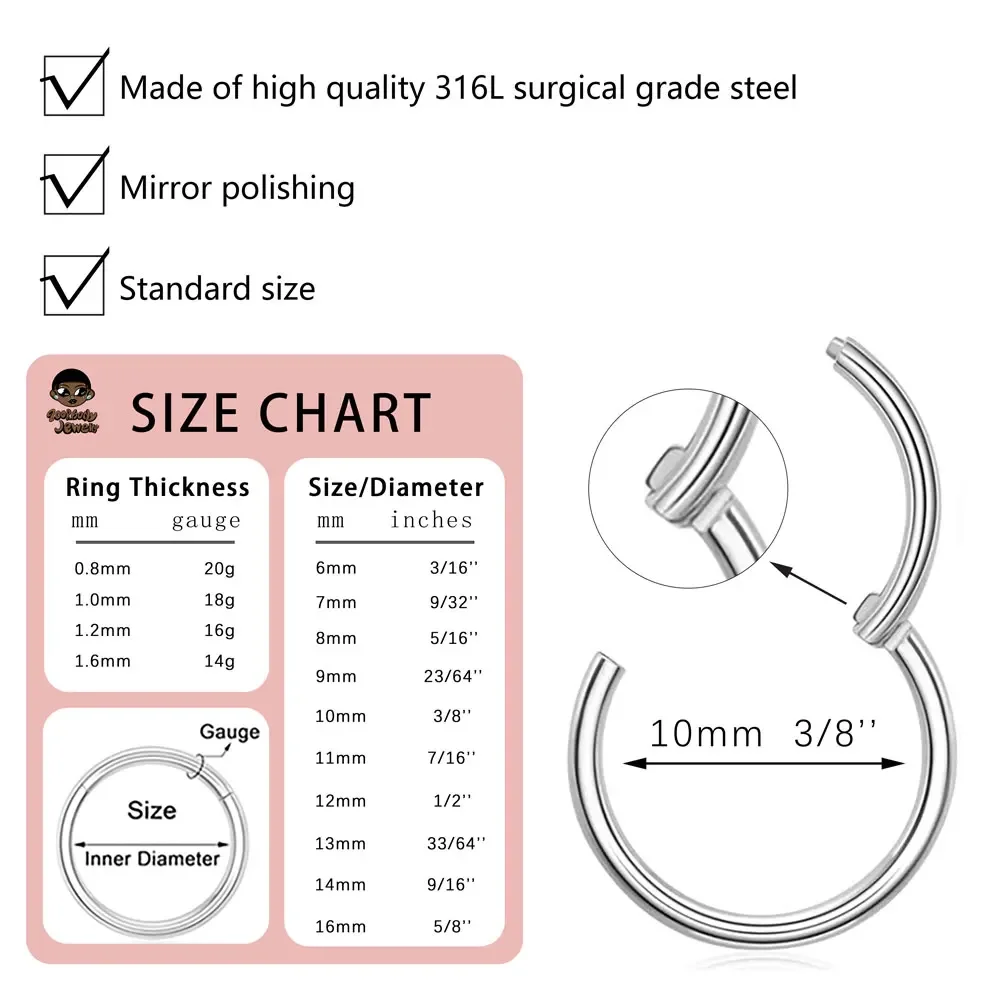 10 個 316L ステンレス鋼鼻リングピアス高品質 SEG - Body Piercing Quality Jewelry のレビューと価格