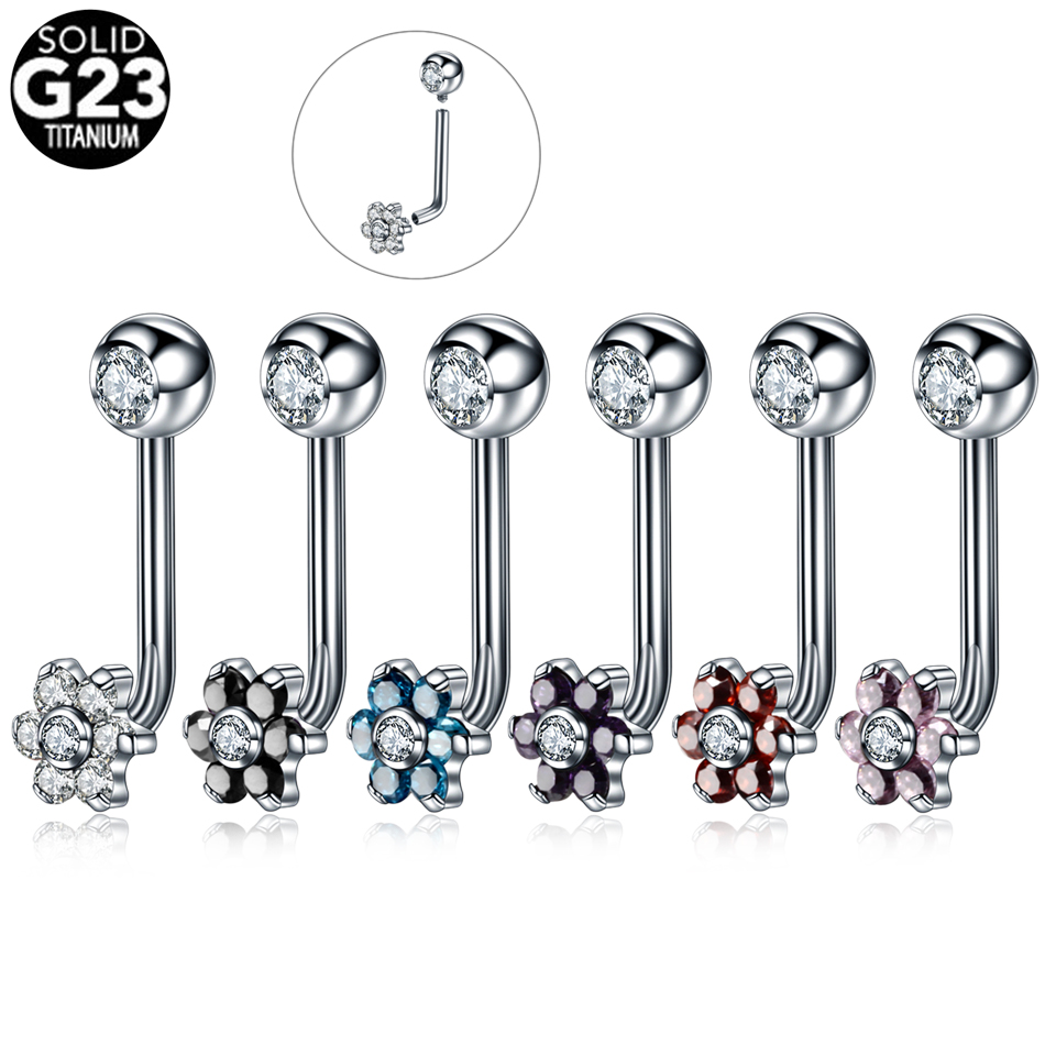1PC チタンクリスティーナ垂直フードピアスフラワーリップリ - Body Jewelry Vch のレビューと価格