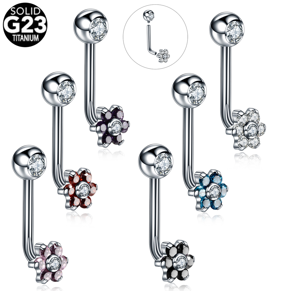 1PC チタンクリスティーナ垂直フードピアスフラワーリップリ - Body Jewelry Vch のレビューと価格