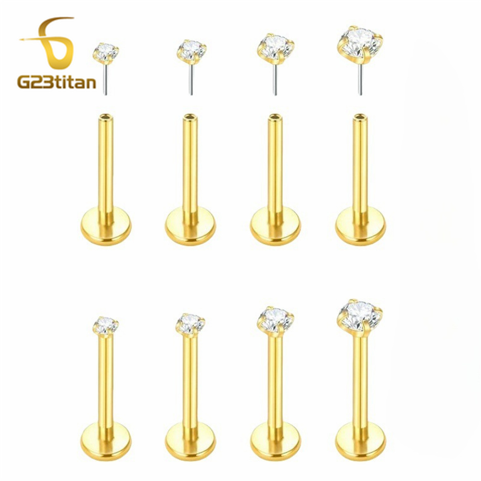 2個入り G23 チタン製 プッシュイン式イヤリング フラッ - Flat Back Labret Stud のレビューと価格