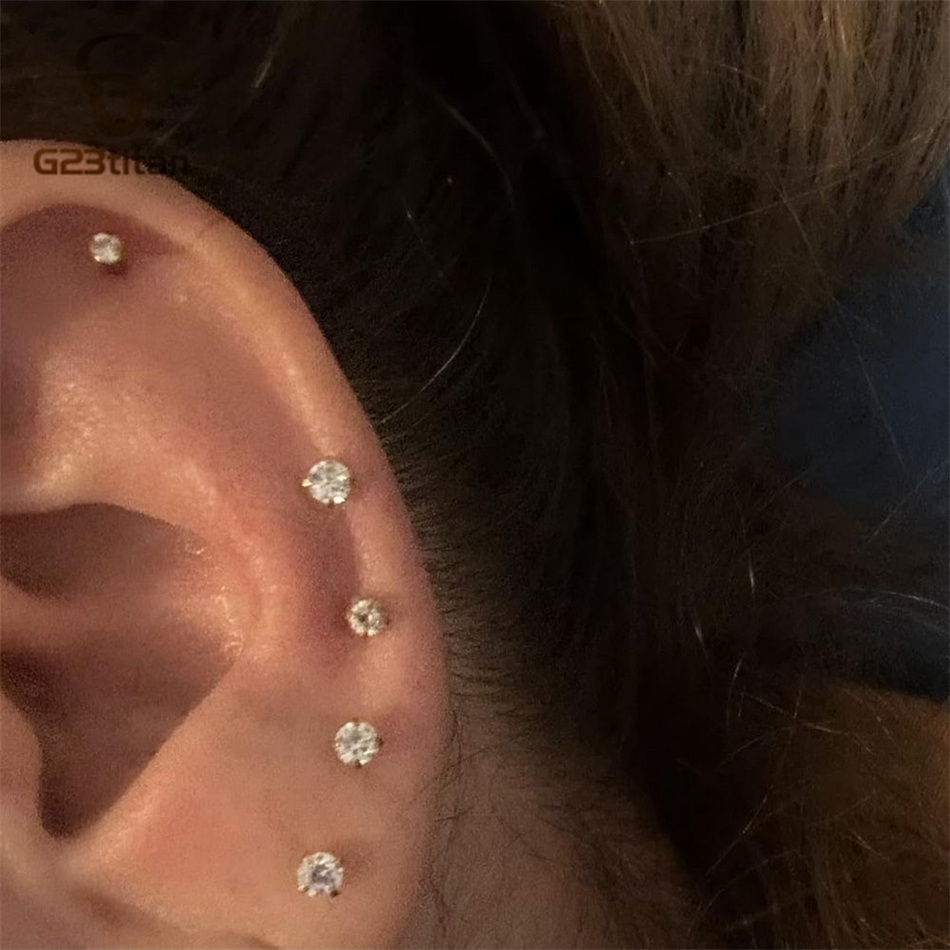 2個入り G23 チタン製 プッシュイン式イヤリング フラッ - Flat Back Labret Stud のレビューと価格