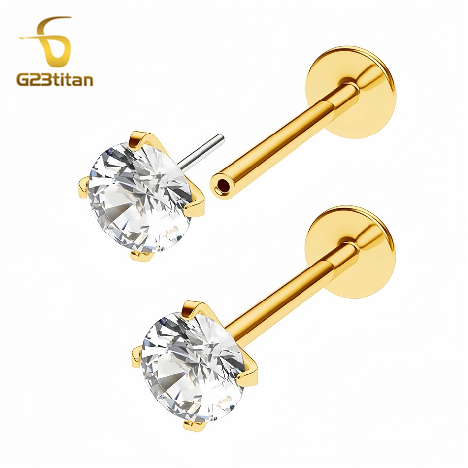 2個入り G23 チタン製 プッシュイン式イヤリング フラッ - Flat Back Labret Stud のレビューと価格