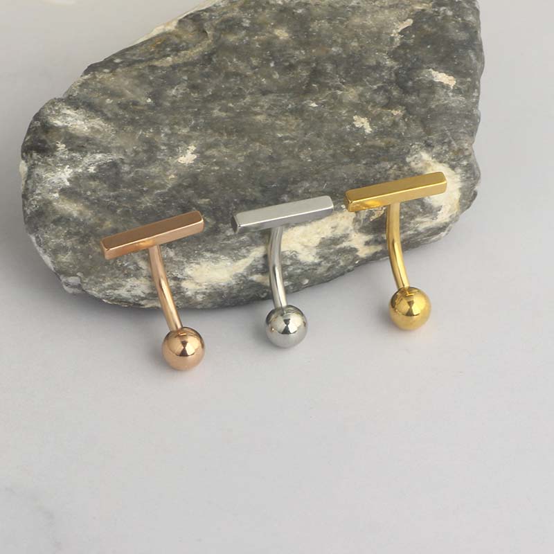 セクシーなぶら下がりへそへそリングステンレス鋼ダブル T シ - Body Jewelry Co のレビューと価格