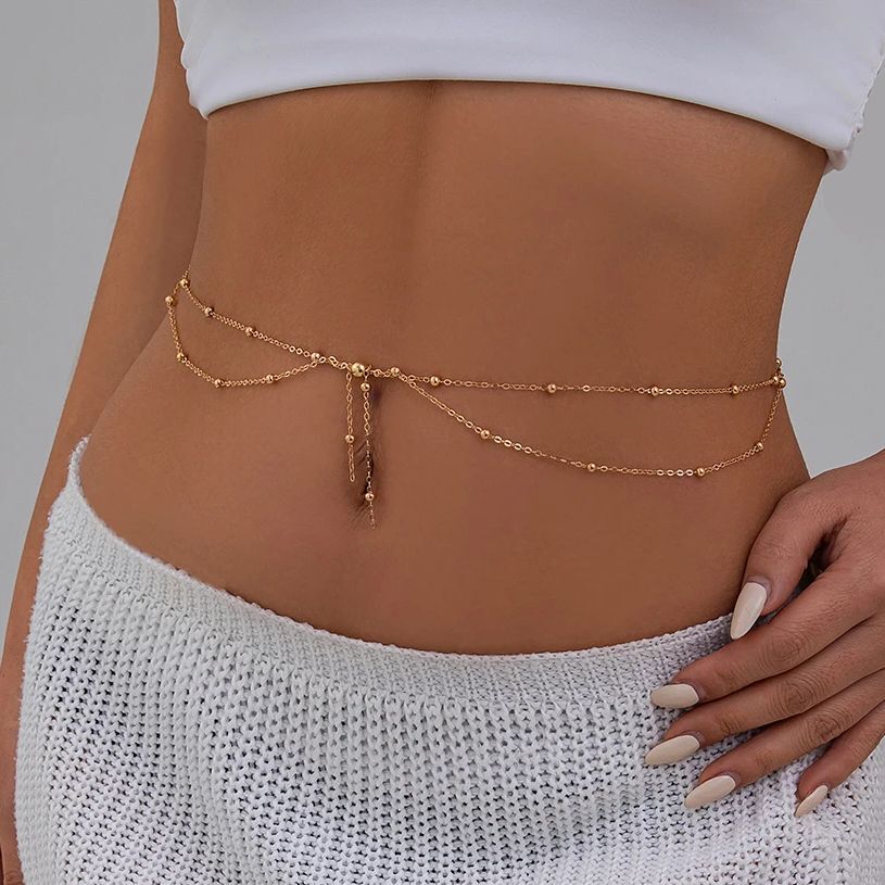 KunJoe 多層ゴールドカラーの薄いビーズチェーンウエスト - Qualiti Body Jewelry のレビューと価格
