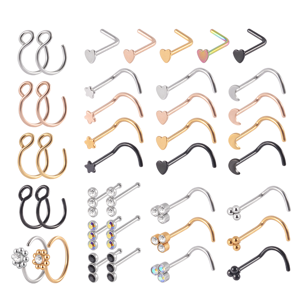 外科用鋼製ノーズスタッド,クリスタルスクリューイヤリング,2 - Body Jewelry Storage のレビューと価格