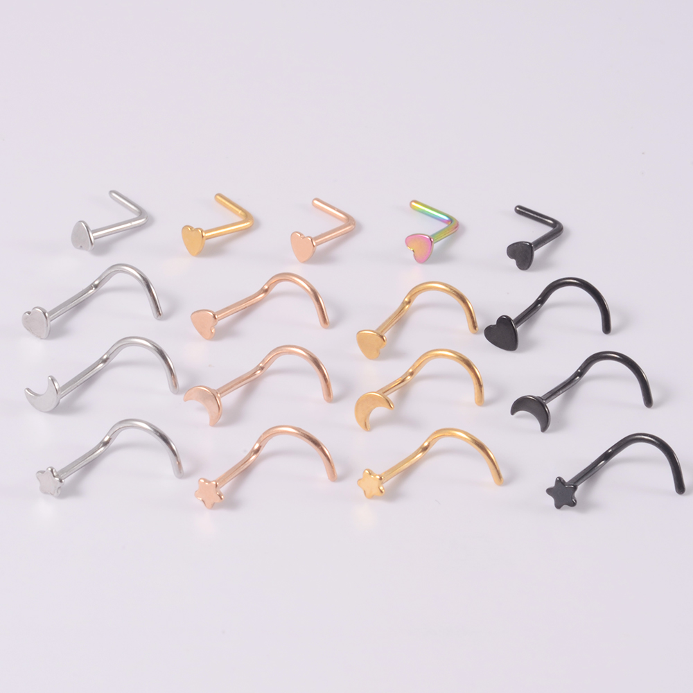 外科用鋼製ノーズスタッド,クリスタルスクリューイヤリング,2 - Body Jewelry Storage のレビューと価格