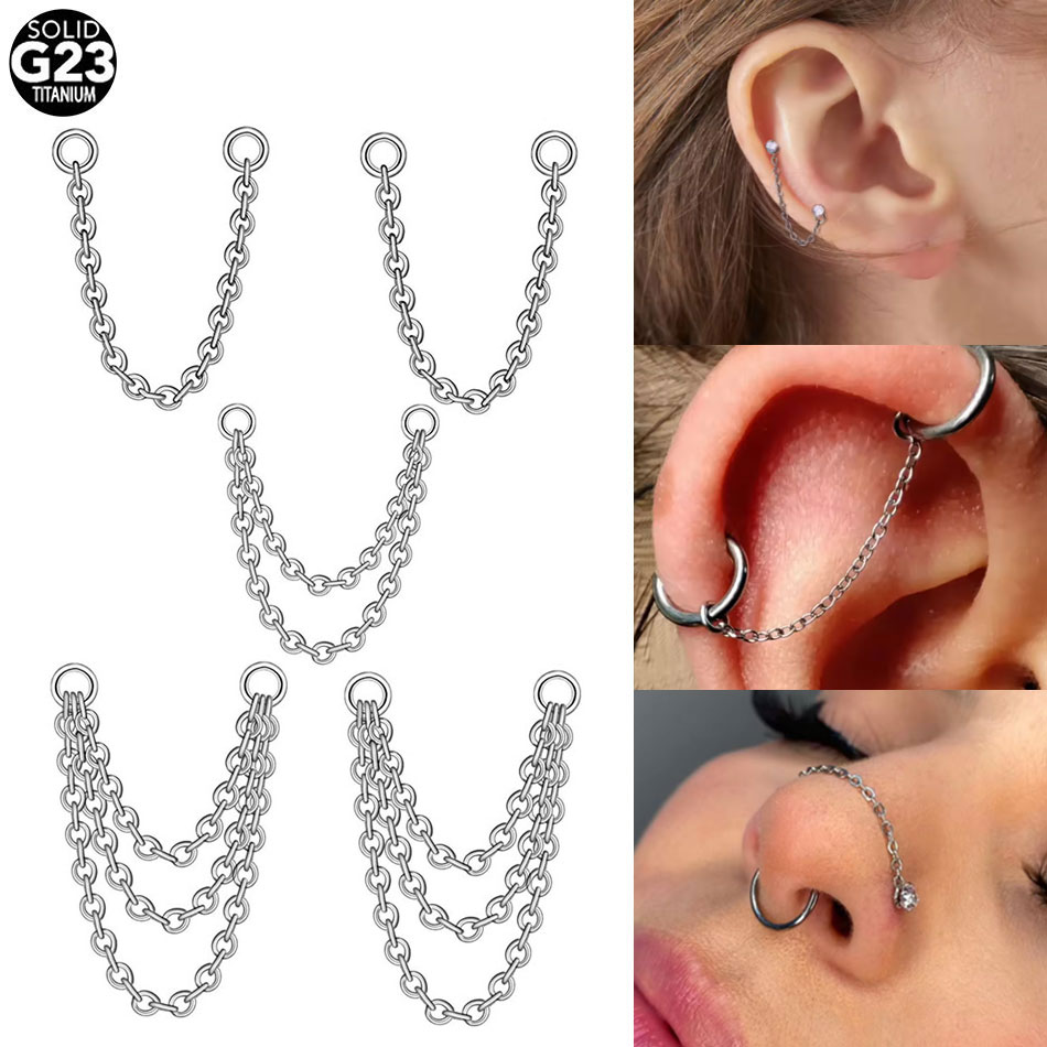 1/5個入り チタン製ダブルチェーン ノーズラブレットジュエ - Body Jewelry Industrial のレビューと価格