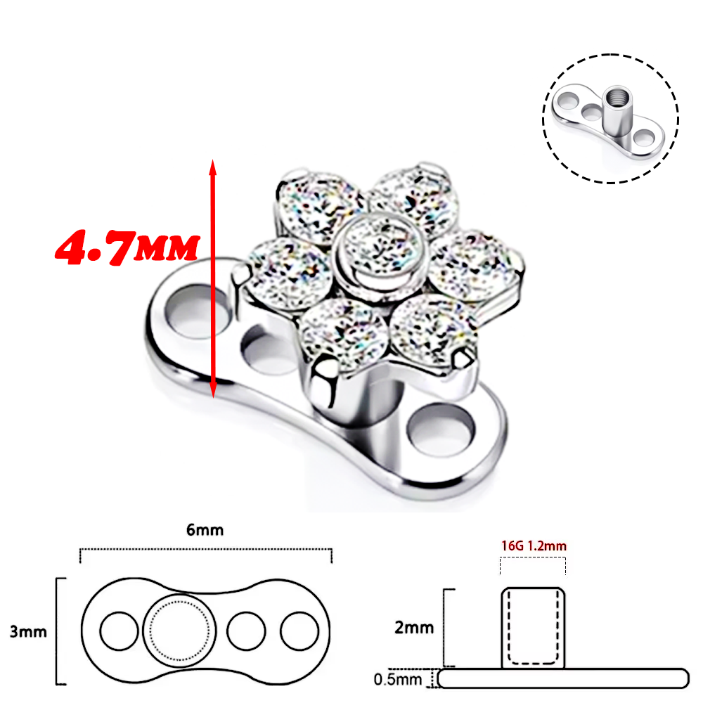 F136チタン合金高品質インプラントグレードジルコニアフラワ - Body Piercing Quality Jewelry のレビューと価格