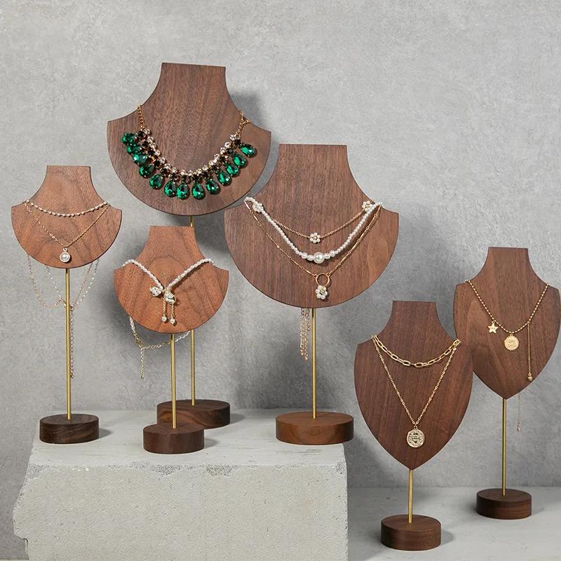 エレガントで高品質なウォールナット製ネックレスディスプレイス - Body Jewelry Display Ideas のレビューと価格