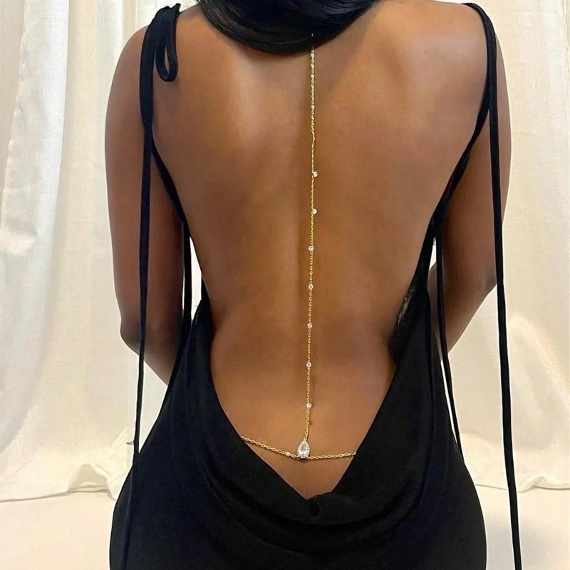 花嫁背中の開いたラインストーン水滴ボディチェーンベリーウエス - Qualiti Body Jewelry のレビューと価格