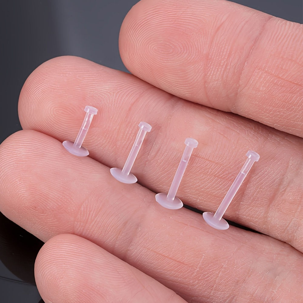 12枚の平背透明スポーツイヤリングアクリル唇飾り透明鼻当てイ - Flat Back Labret Stud のレビューと価格