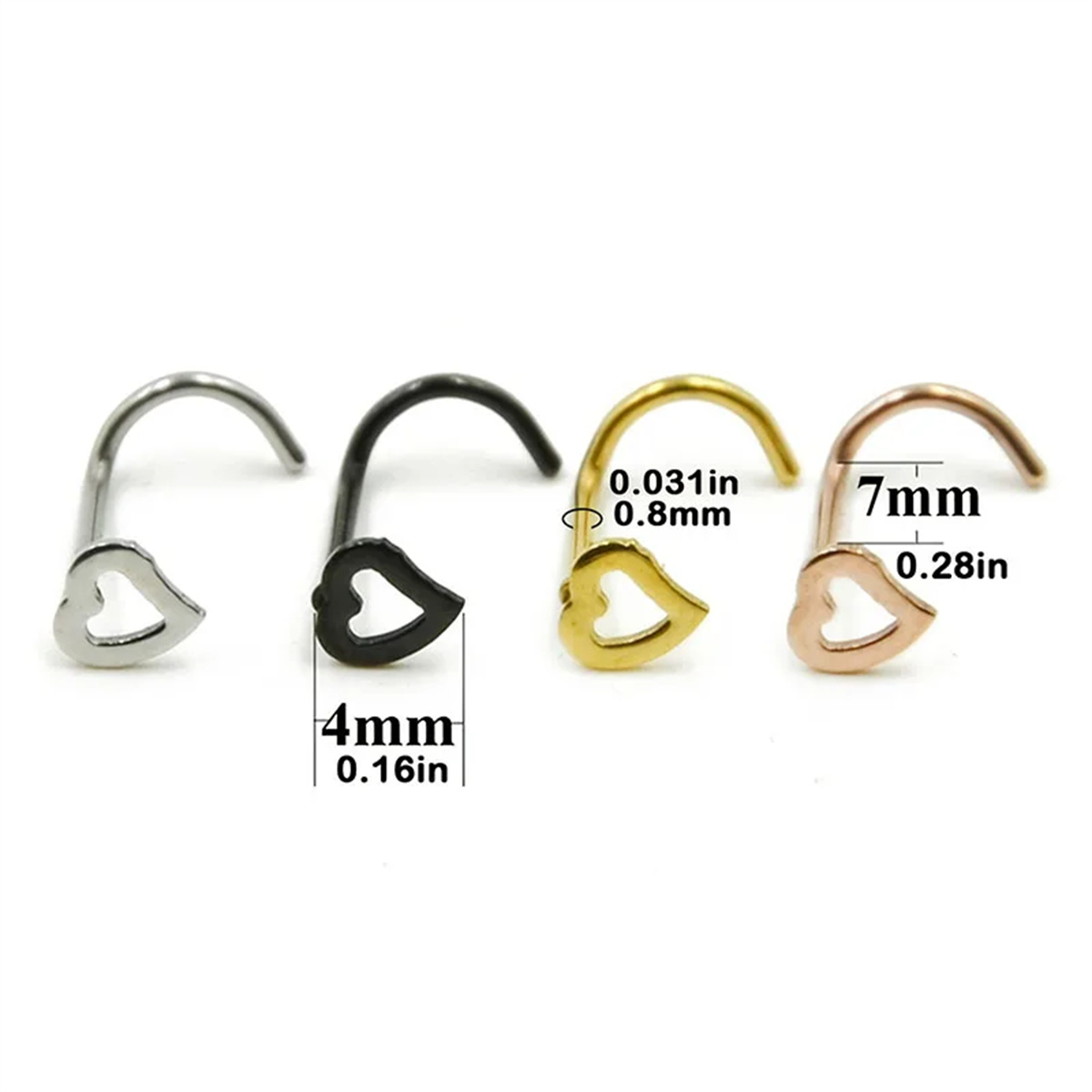 EVISPOL 5 個ファッション中空ハート形ステンレス鋼鼻 - Body Jewelry Types のレビューと価格