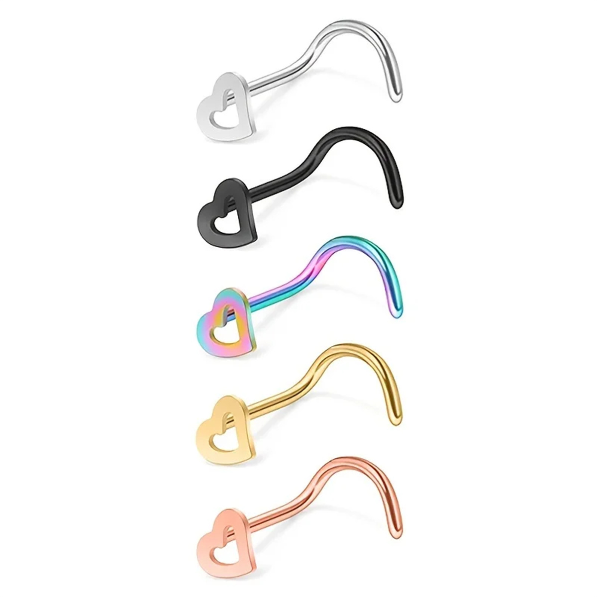 EVISPOL 5 個ファッション中空ハート形ステンレス鋼鼻 - Body Jewelry Types のレビューと価格