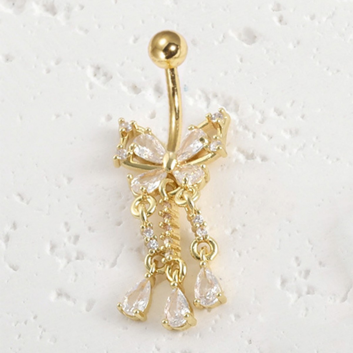 高品質の銅とCZバタフライのベリーボタンリング、女性用ステン - Body Piercing Quality Jewelry のレビューと価格