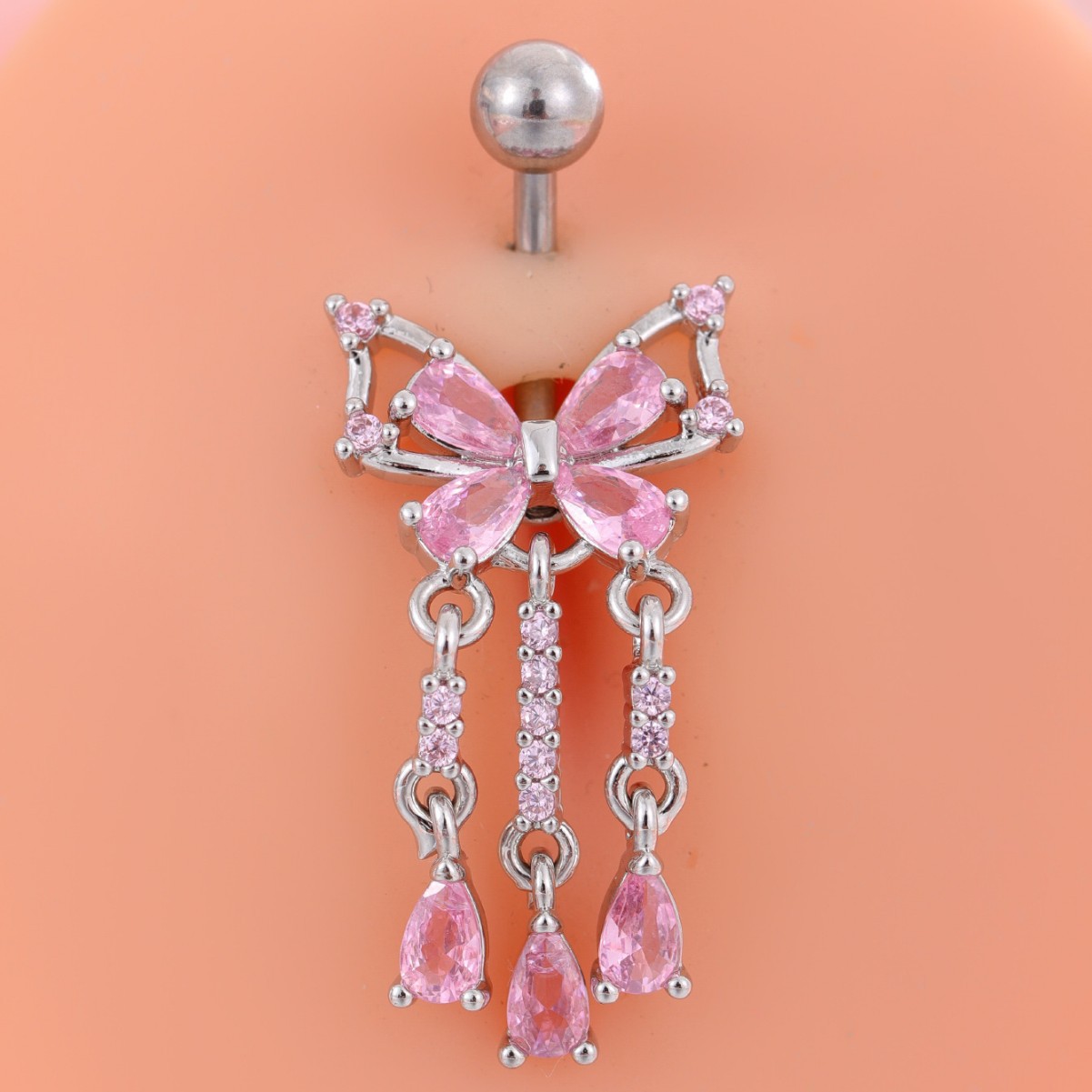 高品質の銅とCZバタフライのベリーボタンリング、女性用ステン - Body Piercing Quality Jewelry のレビューと価格