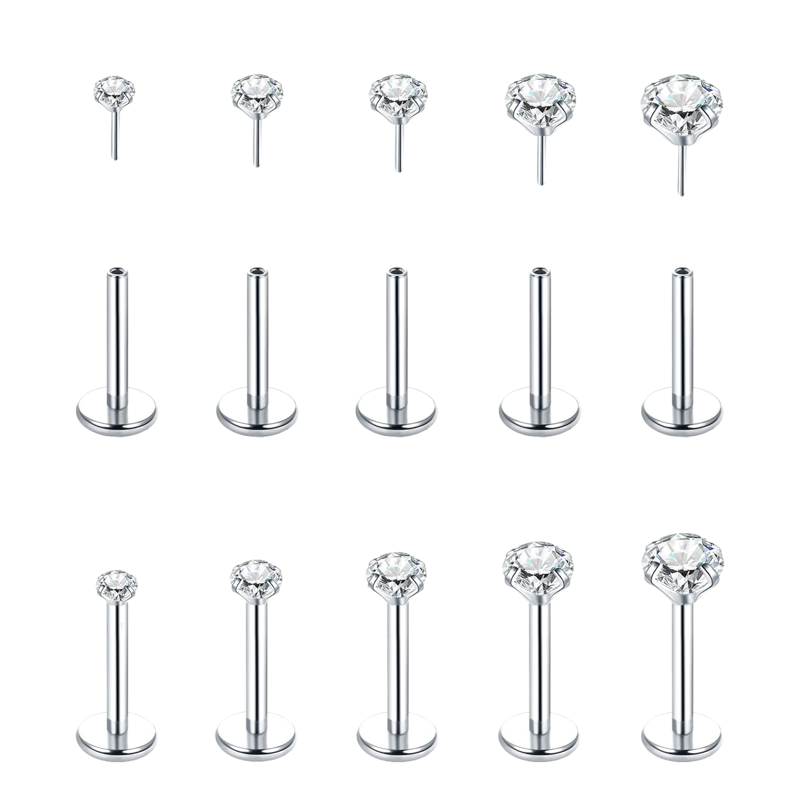 5個セット ステンレス製イヤリング カルティジャージ トラグ - Flat Back Labret Stud のレビューと価格