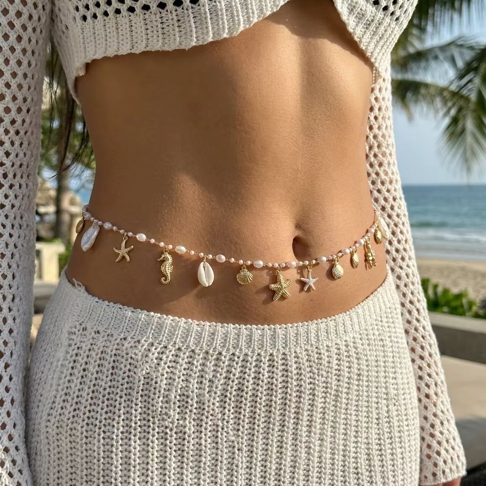 ボヘミアンシェルコンクヒトデタツノオトシゴペンダントウエスト - Body Jewelry In Bulk のレビューと価格