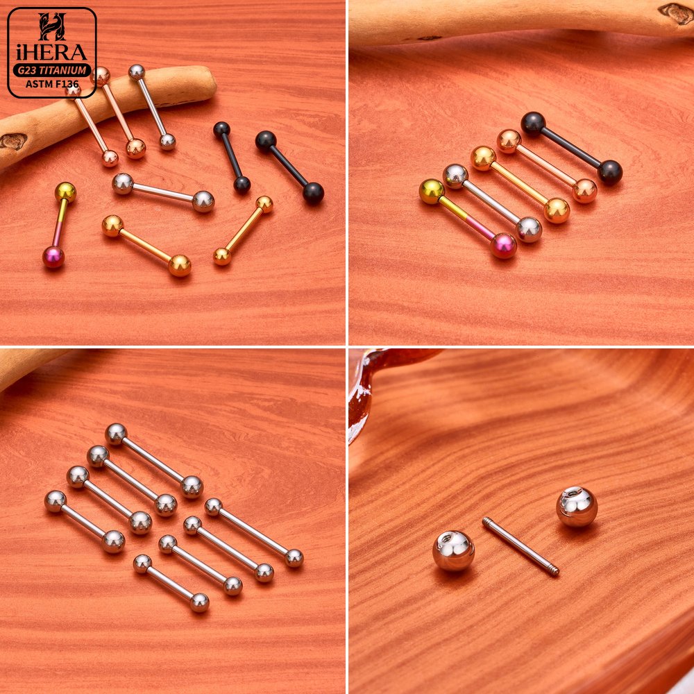 14G 16G G23 チタン製ストレートバーベル タン、乳 - Body Jewelry Industrial のレビューと価格