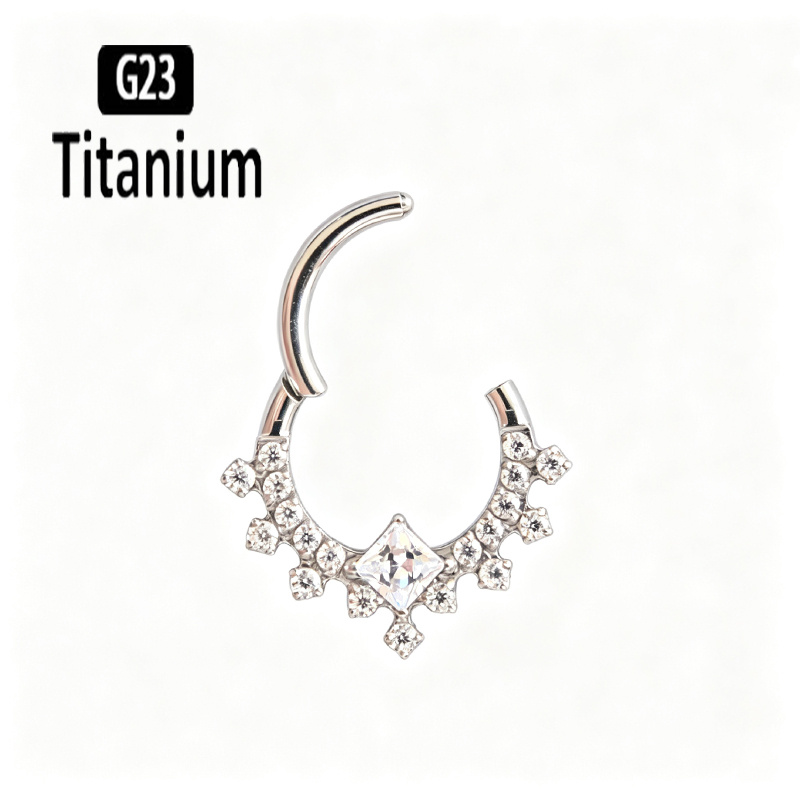 G23チタン製高品質プレーンCZセプタムフープピアス クリッ - Body Piercing Quality Jewelry のレビューと価格
