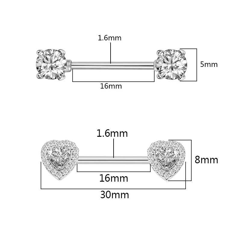 2 個ファッション高品質ジルコン乳首ピアスバー 316L 外 - Body Piercing Quality Jewelry のレビューと価格